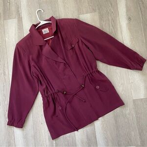 Velentine Silk Jacket full zip womens Burgundy (medium) classic quiet luxury vtg